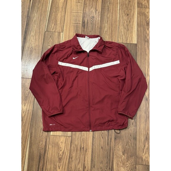 Nike Jacket XXL Dri-Fit Windbreaker Full Zip Burgundy Light Weight Running - Picture 1 of 8